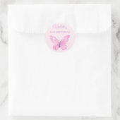 Sticker Rond Anniversaire des enfants de papillon rose et pourp (Sac)