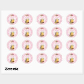 Sticker Rond Anniversaire des filles roses En vichy (Feuille)