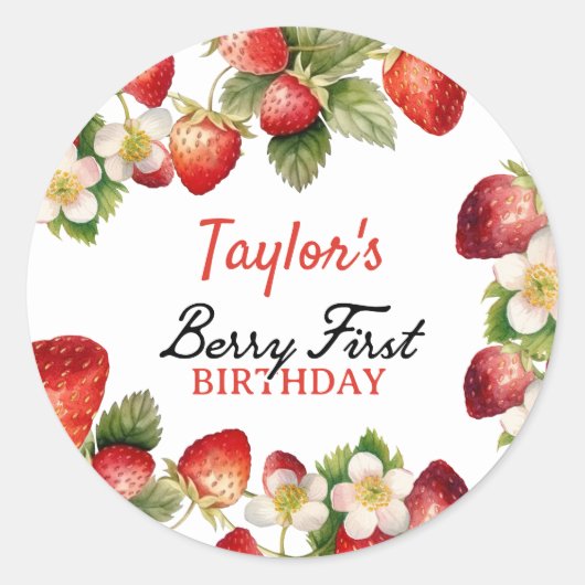 Sticker Rond Anniversaire des fraises (Devant)