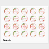 Sticker Rond Anniversaire des fraises roses En vichy (Feuille)