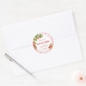 Sticker Rond Anniversaire des fraises roses En vichy (Enveloppe)