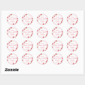 Sticker Rond Anniversaire des fraises roses En vichy (Feuille)