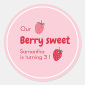 Sticker Rond Anniversaire des fraises roses et rouges (Devant)