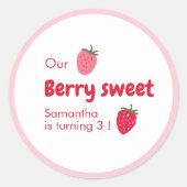 Sticker Rond Anniversaire des fraises roses et rouges (Devant)