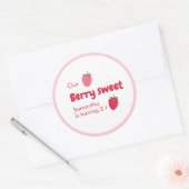 Sticker Rond Anniversaire des fraises roses et rouges (Enveloppe)