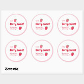 Sticker Rond Anniversaire des fraises roses et rouges (Feuille)