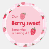 Sticker Rond Anniversaire des fraises roses et rouges (Devant)