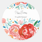 Sticker Rond Anniversaire des roses d'aquarelle (Devant)