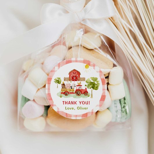 Sticker Rond Anniversaire des tracteurs rouges