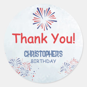 Sticker Rond Anniversaire d'été Americana Little Firecracker