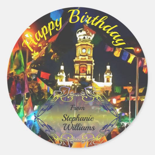 Sticker Rond Anniversaire Dia de Los Muertos PV-190130 (Devant)