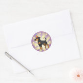 Sticker Rond Anniversaire Doberman Pinscher (oreilles de disque (Enveloppe)