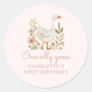 Sticker Rond Anniversaire d'Oie sotte rose