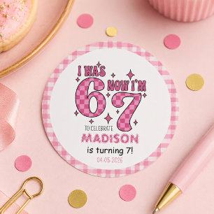 Sticker Rond Anniversaire drôle de 7 ans Fête “J'avais 6 ans,