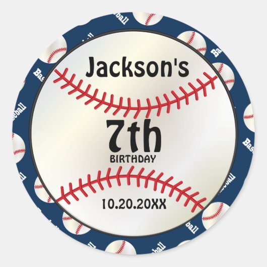 Sticker Rond Anniversaire du baseball sur do-it-yourself couleu (Devant)