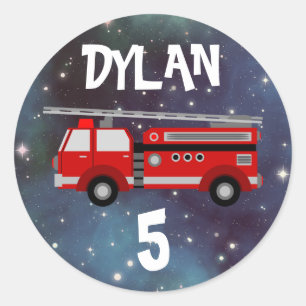 Sticker Rond Anniversaire du camion de pompiers