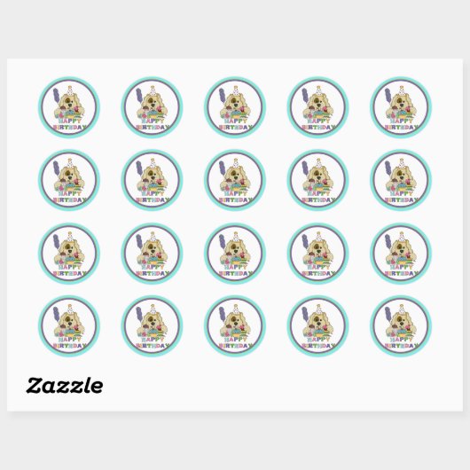 Sticker Rond Anniversaire du chien (Feuille)