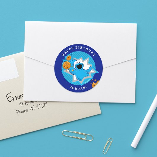 Sticker Rond Anniversaire du Cookie Monster