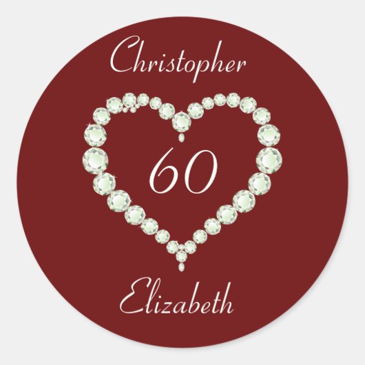 Sticker Rond Anniversaire du diamant du coeur de l'amour (Devant)