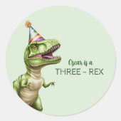 Sticker Rond Anniversaire du dinosaure à trois rapports | Dino  (Devant)