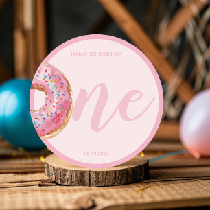 Sticker Rond Anniversaire du Donut rose