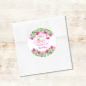 Sticker Rond Anniversaire du Flamant rose tropical Luau