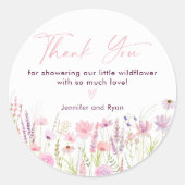 Sticker Rond Anniversaire du Fleur sauvage Pink Pastel (Devant)
