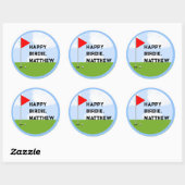 Sticker Rond Anniversaire du golf personnalisé (Feuille)