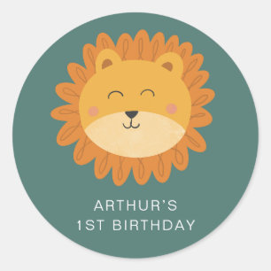 Sticker Rond Anniversaire du lion mignon