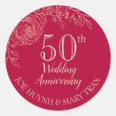 Sticker Rond Anniversaire du Mariage chinois Ranunculus (Devant)