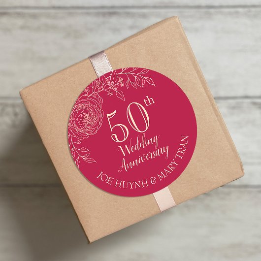 Sticker Rond Anniversaire du Mariage chinois Ranunculus