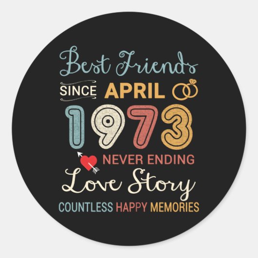 Sticker Rond Anniversaire du mariage Mariage d'avril 1973 (Devant)