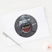 Sticker Rond Anniversaire du requin, Attaque du requin, Merci (Enveloppe)