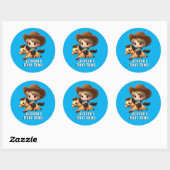 Sticker Rond Anniversaire du Rodéo Cute Cowboy (Feuille)