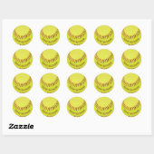 Sticker Rond Anniversaire du softball jaune (Feuille)
