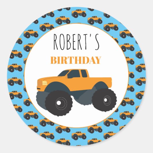 Sticker Rond Anniversaire du véhicule Monster Truck (Devant)