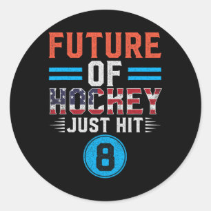Sticker Rond Anniversaire d'un enfant de 8 ans amateur de hocke