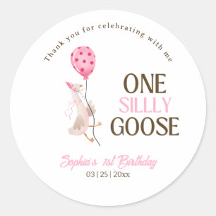 Sticker Rond Anniversaire d'une oie bête, fille 1er anniversair
