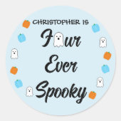 Sticker Rond Anniversaire effrayant de 4 ans (Devant)