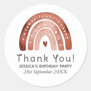Sticker Rond Anniversaire Enfant Arc-en-Ciel Aquarelle Bohème M
