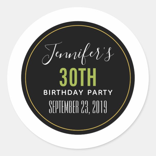 Sticker Rond anniversaire enregistrer la date modèle (Devant)