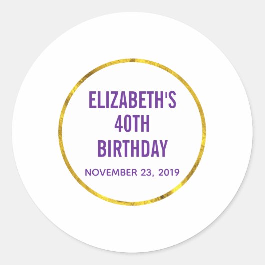 Sticker Rond anniversaire enregistrer la date modèle (Devant)