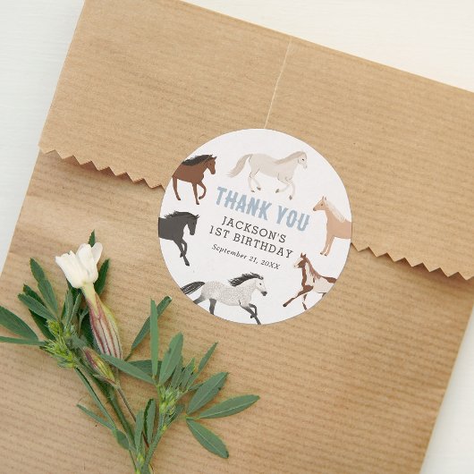 Sticker Rond Anniversaire équestre du Cheval Cowboy