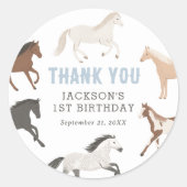 Sticker Rond Anniversaire équestre du Cheval Cowboy (Devant)