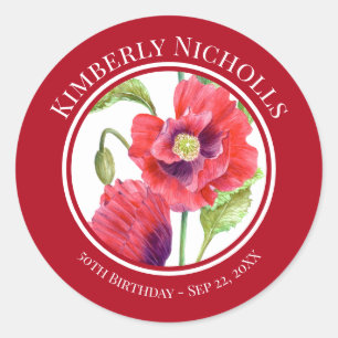 Sticker Rond Anniversaire Favoriser Les Papes Rouges Cercle Flo