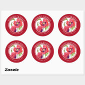 Sticker Rond Anniversaire Favoriser Les Papes Rouges Cercle Flo (Feuille)