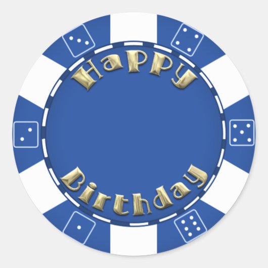 Sticker Rond Anniversaire fête ajouter âge poker puce autocolla (Devant)