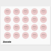 Sticker Rond Anniversaire Fête Blush Pink Nom mignon (Feuille)