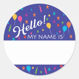Sticker Rond Anniversaire Fête Bonjour Nom Balise