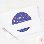 Sticker Rond Anniversaire Fête Bonjour Nom Balise (Enveloppe)